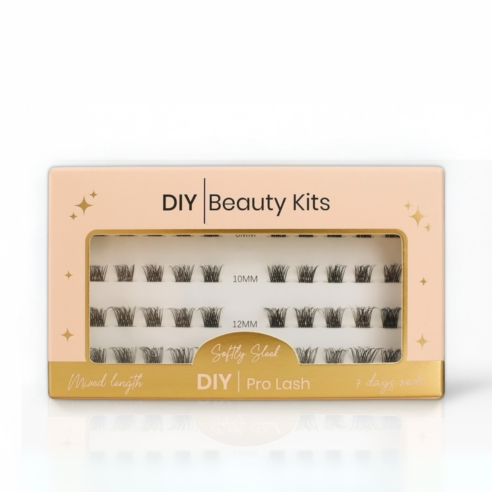 DIY PRO LASHES SOFTLY SLEEK. LASH EXTENSIONS. STRIP LASHES. LONG LASTING LASHES. SENSITIVE GLUE. BEAUTY PRODUCTS. DIY LASH EXTENSIONS. CLUSTER LASHES